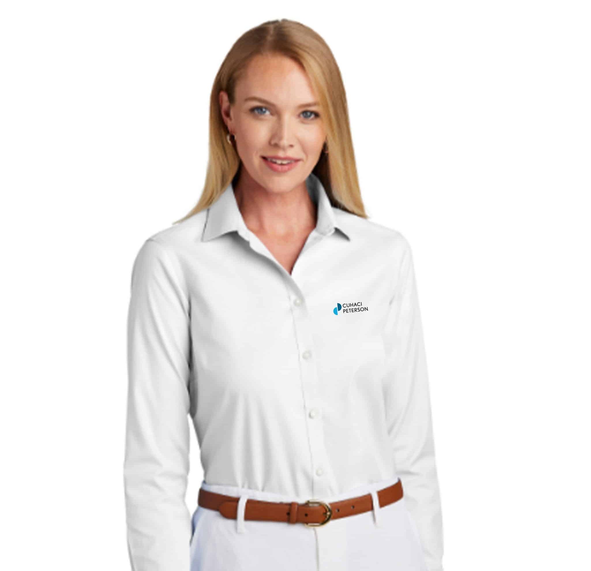 Brooks Brothers Women’s Wrinkle-Free Stretch Pinpoint Shirt, white